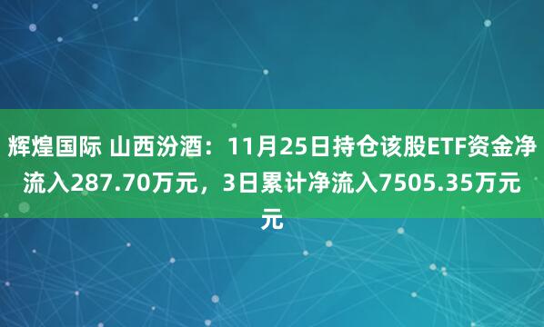 辉煌国际 山西汾酒：11月25日持仓该股ETF资金净流入287.70万元，3日累计净流入7505.35万元